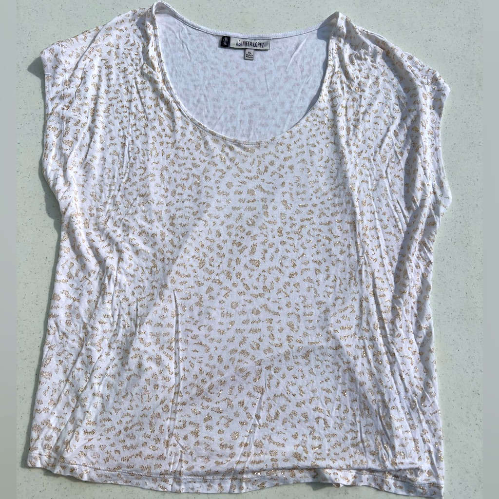 Jennifer Lopez Brand Gold Glitter Cheetah Top